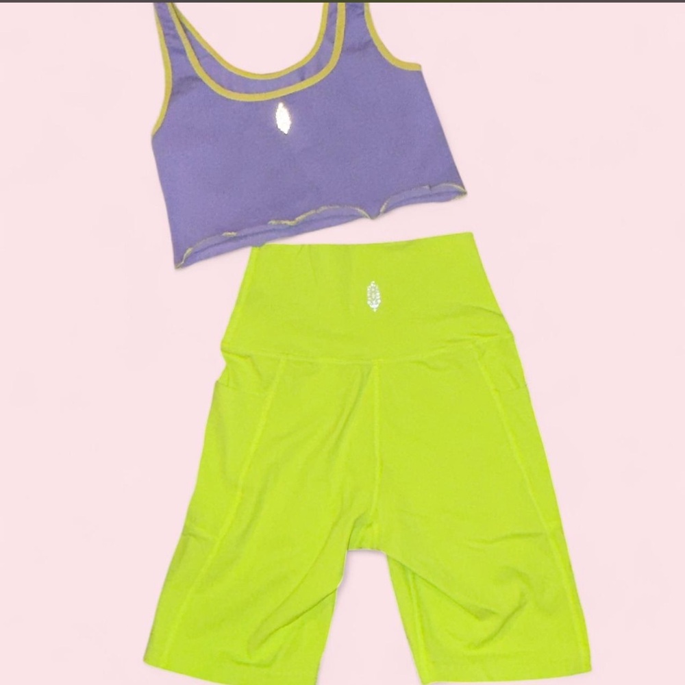 Free people movement XS Purple and Neon Green Activewear Set